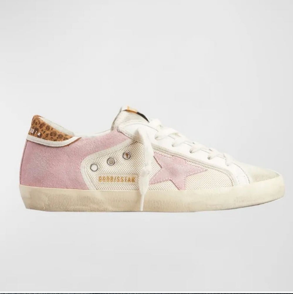 NIB Golden Goose Superstar Net Leopard Low-Top Sneakers, 36 EU / 6